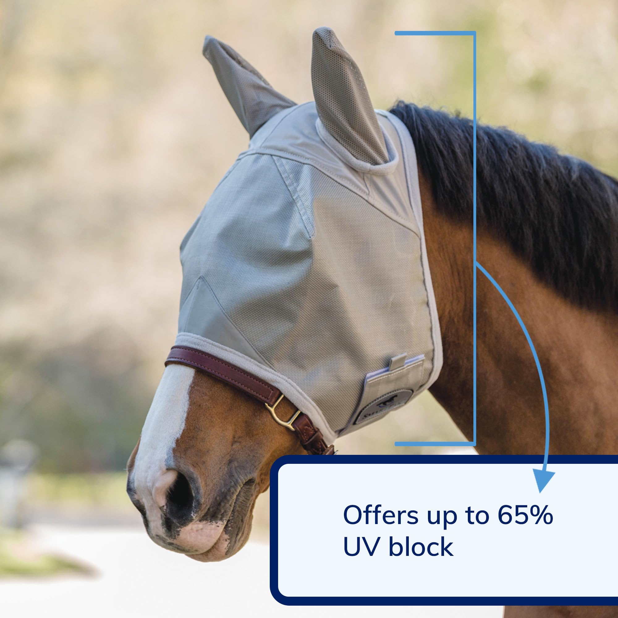 SmartPak Fly Mask with UV Protection, Ears, and Mesh | Wide Secure Closure | UV Fly Mask for Horses (Horse)